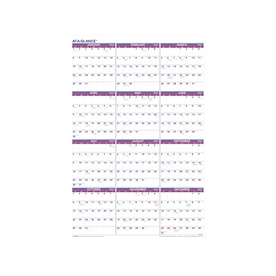 2023 AT-A-GLANCE 36 x 24 Yearly Wall Calendar, White/Purple/Red (PM12-28-23)