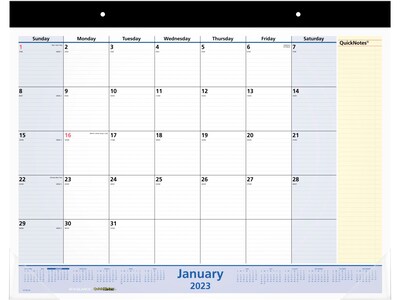 2023 AT-A-GLANCE QuickNotes 22 x 17 Monthly Desk Pad Calendar, White/Blue/Yellow (SK700-00-23)