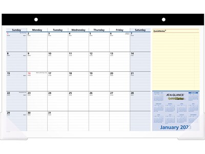 2023 AT-A-GLANCE QuickNotes 18 x 11 Monthly Compact Desk Pad Calendar, Blue/White/Yellow (SK710-00