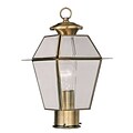 Livex Lighting 1-Light Antique Brass Outdoor Post Lantern with Clear Beveled Glass (2182-01)