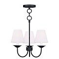 Livex Lighting 3-Light Black Convertible Chandelier with Hand-Made Off-White Hard Back Shade (5273-04)