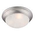 Livex Lighting 1-Light 11.5 in. Brushed Nickel White Alabaster Glass Flush Mount (7302-91)