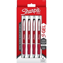 Sharpie S-Gel Retractable Crimson Metal Barrel Gel Pen, Medium Point, Black Ink, 4/Pack (2154604)