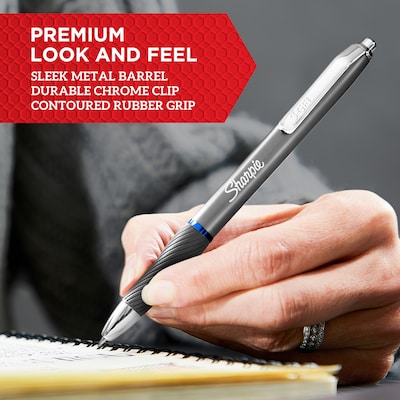 Sharpie S-Gel Retractable Matte Black Metal Barrel Gel Pen, Medium Point, Black Ink, Dozen (2153580)