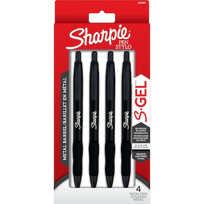 Sharpie S-Gel Retractable Matte Black Metal Barrel Gel Pen, Medium