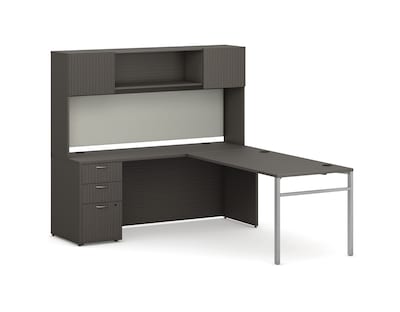 HON Mod 72 L-Shaped Executive Desk with Storage, Slate Teak (HLPL8472LDSKSL1ULEGS)