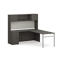 HON Mod 72 L-Shaped Executive Desk with Storage, Slate Teak (HLPL8472LDSKSL1ULEGS)