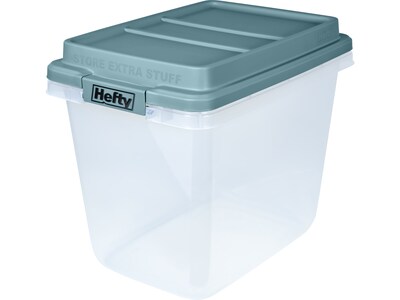Hefty 32 Qt. Lift Off Lid Storage Bin, Gray/Clear, 6/Pack (HFT-7161010665666-6)
