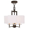 Livex Lighting 8-Light Olde Bronze Mini Chandelier with Hand Crafted Off-White Fabric Hardback Shade (50704-67)