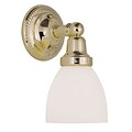 Livex Lighting 1-Light Polished Brass Bath Light with Satin Glass Shade (1021-02)