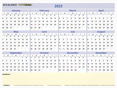 2023 AT-A-GLANCE QuickNotes 16 x 12 Yearly Wet-Erase Wall Calendar, White/Blue/Yellow (PM550B-28-23)