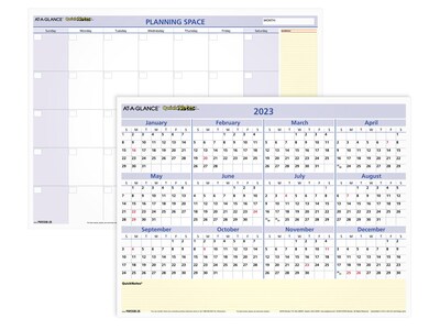 2023 AT-A-GLANCE QuickNotes 16" x 12" Yearly Wet-Erase Wall Calendar, White/Blue/Yellow (PM550B-28-23)