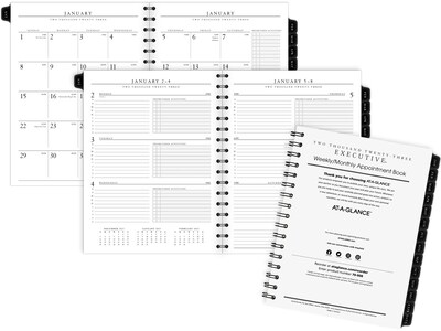 2023 AT-A-GLANCE Executive 6.5 x 8.75 Weekly & Monthly Appointment Book Refill, White (70-908-10-2