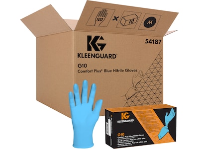 Kimberly-Clark KleenGuard G10 Comfort Plus Nitrile Glove, Light Blue, M, 100/Box (54187)