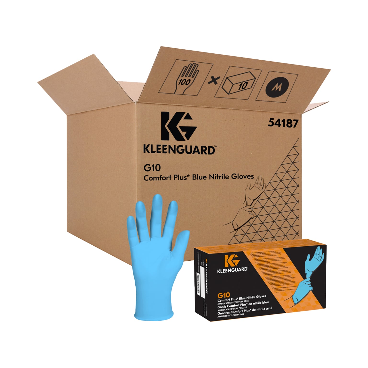 Kimberly-Clark KleenGuard G10 Comfort Plus Nitrile Glove, Light Blue, M, 100/Box (54187)