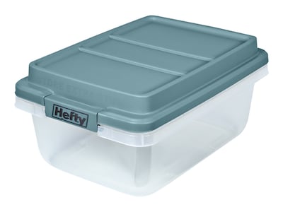 Hefty Hi-Rise 18 Qt. Lift Off Lid Storage Tote, Gray/Clear, 8/Pack (HFT-7160010665666-8)