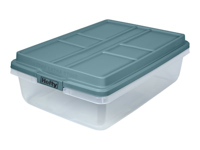 Hefty 72Qt 18 Gal Clear Storage Bin With Blue Hi Rise Lid Plastic