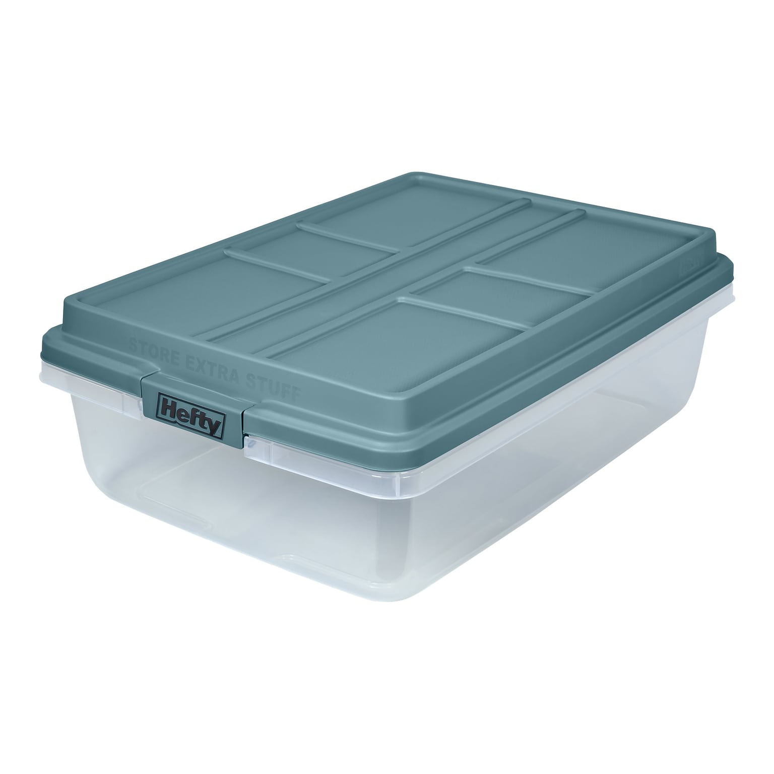 Hefty Hi-Rise 40 Qt. Lift Off Lid Storage Tote, Gray/Clear, 6/Pack (HFT-7162010665666-6)