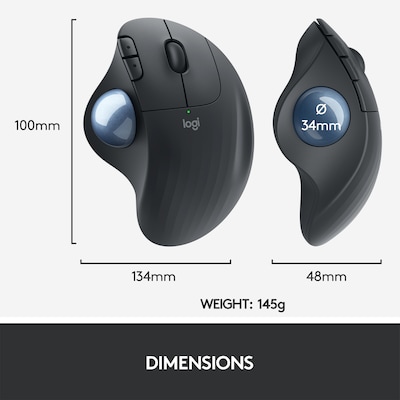 Logitech ERGO M575 Wireless Trackball Mouse for Business, Graphite (910-006197)
