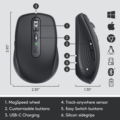 Logitech MX Anywhere 3 Compact Performance Mouse for Business, Graphite (910-006204)