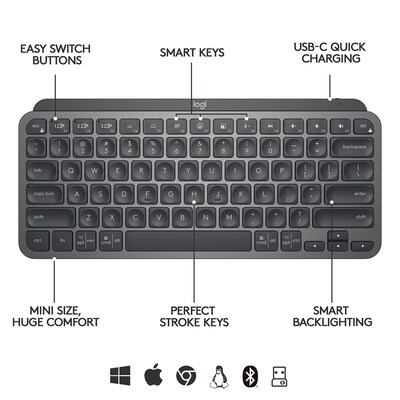 Logitech MX Keys Mini for Business Wireless Ergonomic Keyboard, Graphite (920-010594)