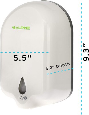 Alpine Industries Wall Mount Automatic Gel Hand Sanitizer Dispenser and Liquid Soap Dispensing, 37 oz, White