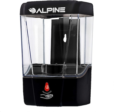 Alpine Industries Automatic Gel Hand Sanitizer Dispenser and Liquid Soap Dispensing, 23 oz, Black