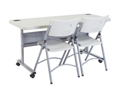 NPS® Flip-N-Store Training Table, 24 x 60, Speckled Gray  (BPFT24601)