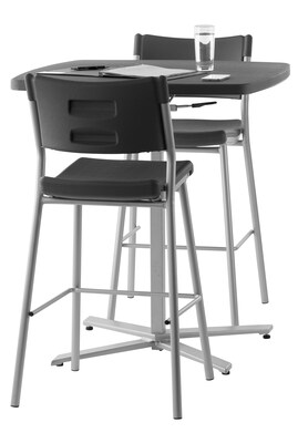 NPS #CTT3042 Cafe Time Adjustable-HeightTable, Charcoal Slate/Silver