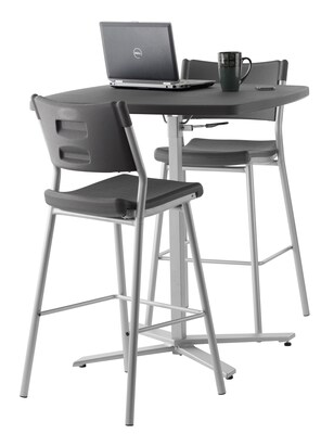 NPS #CTT3042 Cafe Time Adjustable-HeightTable, Charcoal Slate/Silver