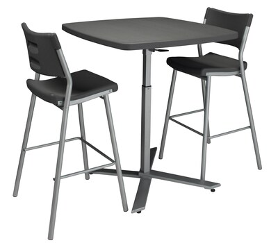 NPS #CTT3042 Cafe Time Adjustable-HeightTable, Charcoal Slate/Silver