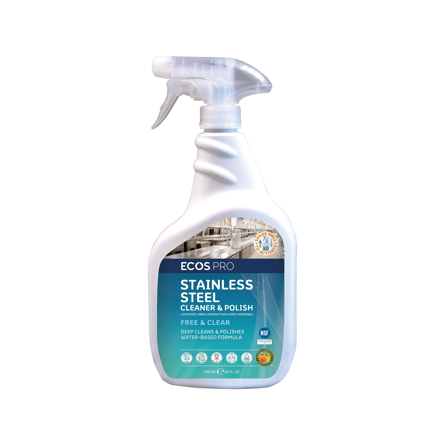 ECOS PRO Stainless Steel Cleaner and Polish, 32 Fl. Oz. (PL9330/6X)