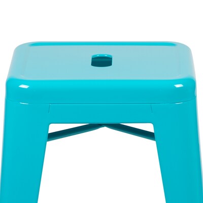 Flash Furniture Cierra Industrial Metal Stackable Counter-Height Bar Stool without Back, Teal, 4-Pieces/Pack (4ET3132024TLR)