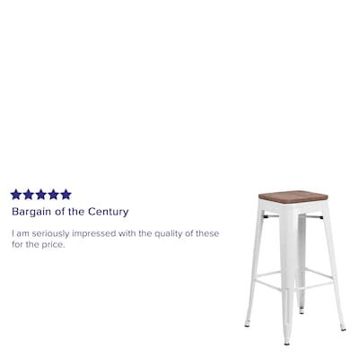Flash Furniture Lily Industrial Metal Barstool without Back, White, 4-Pieces/Pack (4CH3132030WHW)