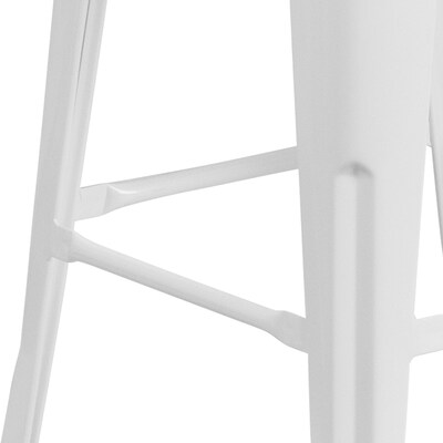 Flash Furniture Lily Industrial Metal Barstool without Back, White, 4-Pieces/Pack (4CH3132030WHW)