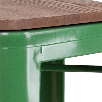 Flash Furniture Lily Industrial Metal Barstool without Back, Green, 4-Pieces/Pack (4CH3132030GNW)