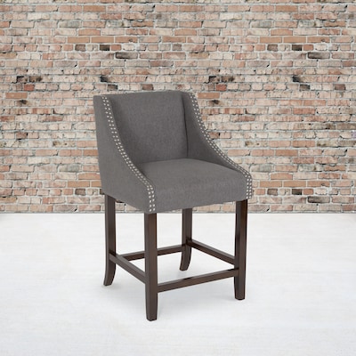 Flash Furniture Carmel Series Transitional Fabric Counter Height Stool, Dark Gray (CH18202024DKGYF)