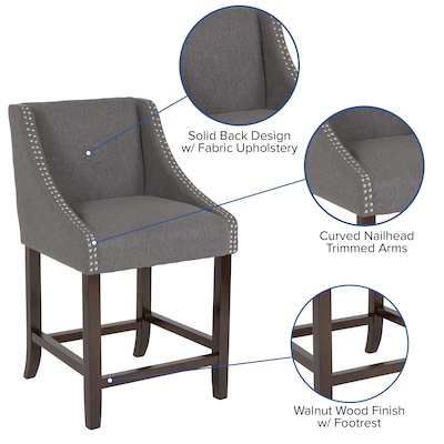Flash Furniture Carmel Series Transitional Fabric Counter Height Stool, Dark Gray (CH18202024DKGYF)