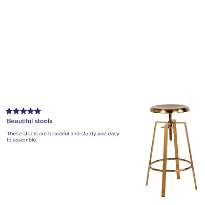 Flash Furniture Toledo Industrial Metal Barstool, Gold (CH18107026SGLD)