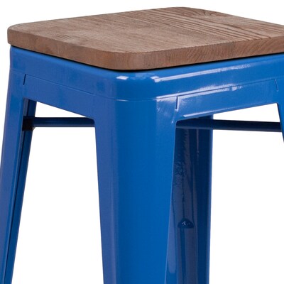 Flash Furniture Lily Industrial Metal Counter Height Stool without Back, Blue, 4-Pieces/Pack (4CH3132024BLW)