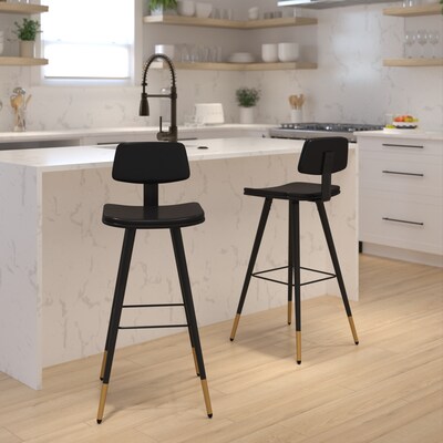 Flash Furniture Kora LeatherSoft Barstool, Black, 2-Pieces (AYS02BK)