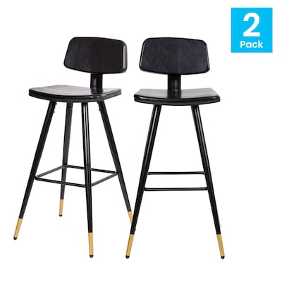 Flash Furniture Kora LeatherSoft Barstool, Black, 2-Pieces (AYS02BK)