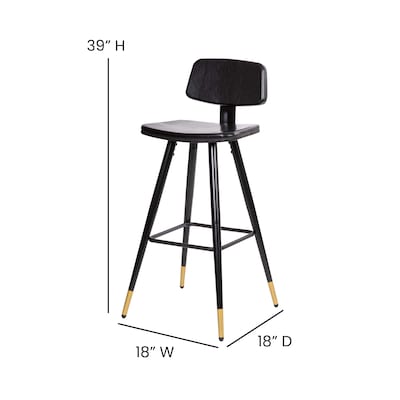 Flash Furniture Kora LeatherSoft Barstool, Black, 2-Pieces (AYS02BK)