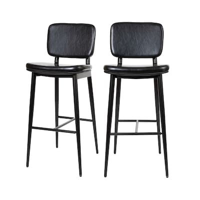 Flash Furniture Kenzie LeatherSoft Barstool, Black, 2-Pieces (AYS01BK)