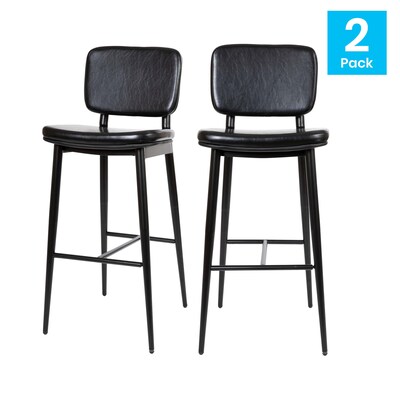 Flash Furniture Kenzie LeatherSoft Barstool, Black, 2-Pieces (AYS01BK)