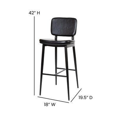 Flash Furniture Kenzie LeatherSoft Barstool, Black, 2-Pieces (AYS01BK)