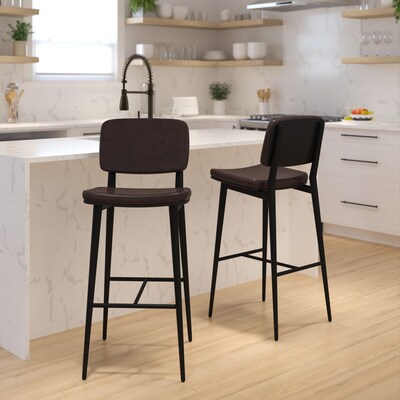 Flash Furniture Kenzie LeatherSoft Barstool, Brown, 2-Pieces (AYS01BR)