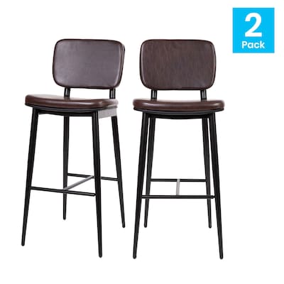 Flash Furniture Kenzie LeatherSoft Barstool, Brown, 2-Pieces (AYS01BR)