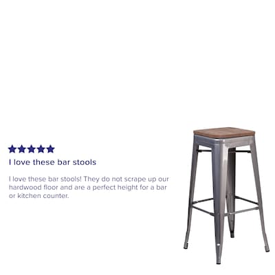 Flash Furniture Lincoln Contemporary Metal Barstool without Back, Clear Coat, 4-Pieces/Pack (4XUDGTP000430W)