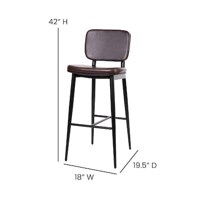 Flash Furniture Kenzie LeatherSoft Barstool, Brown, 2-Pieces (AYS01BR)